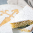 Tarta de Santiago. Traditional almond cake slice from Santiago i